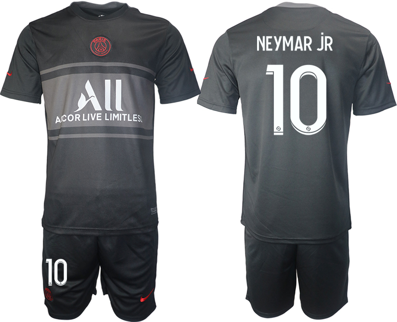 Men 2021-2022 Club Paris St German Second away black #10 Soccer Jersey